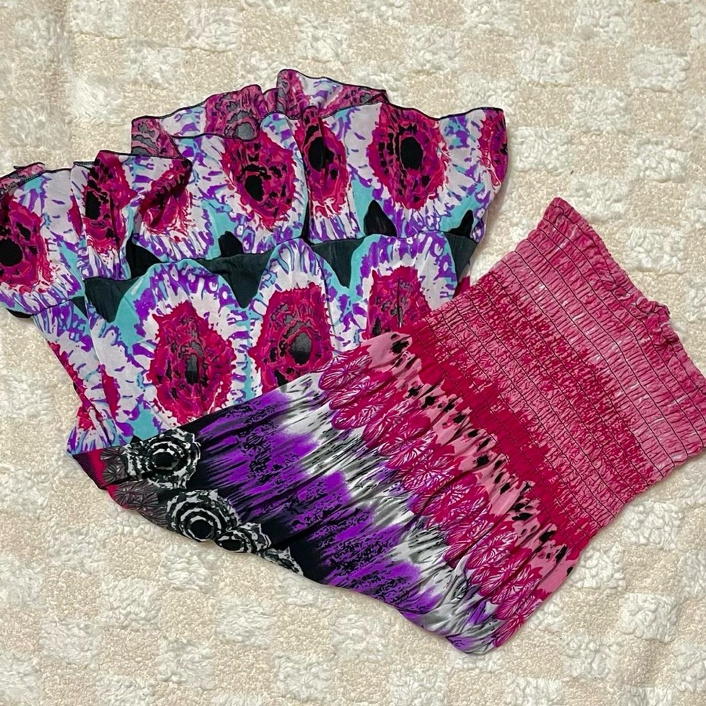 Colorful Bohemian Tube Top Dress Size S